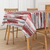 Lofaris Red and Grey Gradient Glitter Rectangle Tablecloth for Modern Glamorous Holiday Party Decor